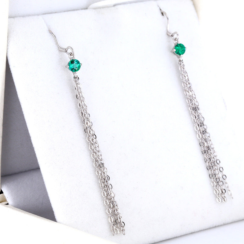Emerald earrings S925 silver cultured emerald earrings