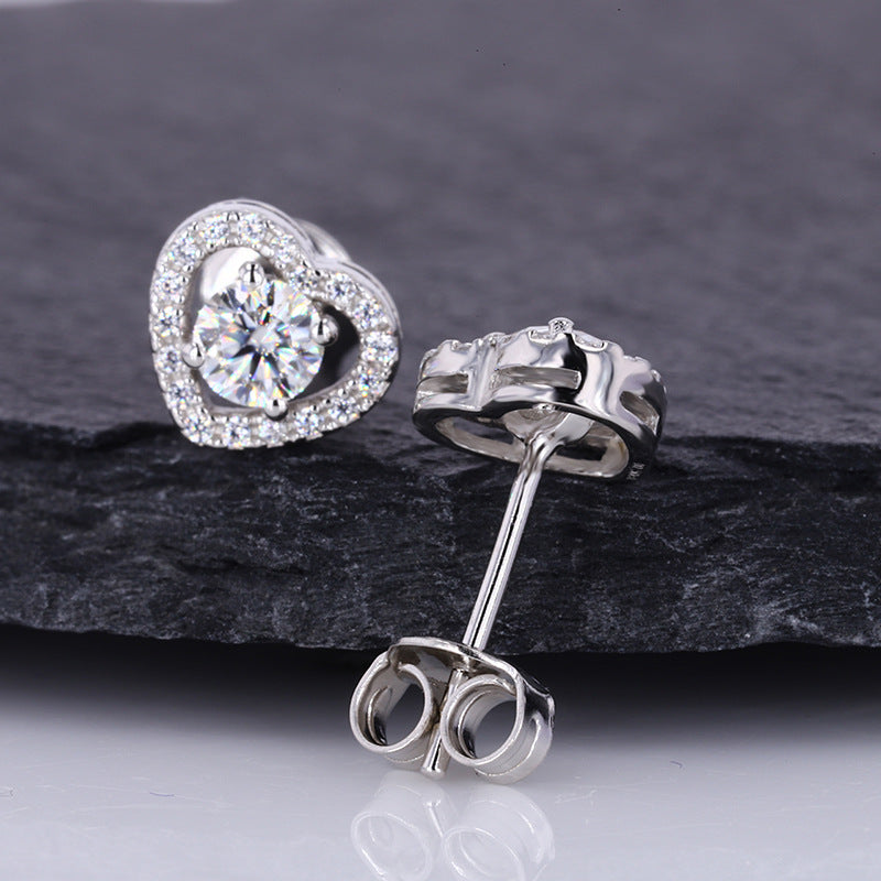 S925 sterling silver D color moissanite earrings