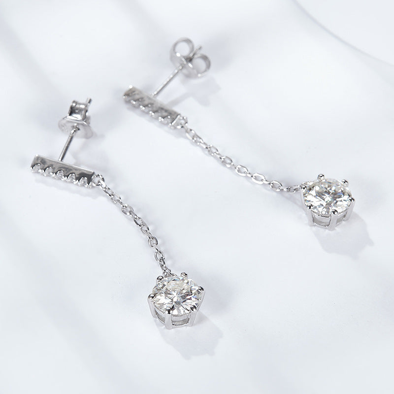 Sterling silver moissanite s925 earrings, moissanite female tassel earrings
