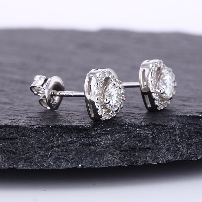 S925 sterling silver D color moissanite earrings