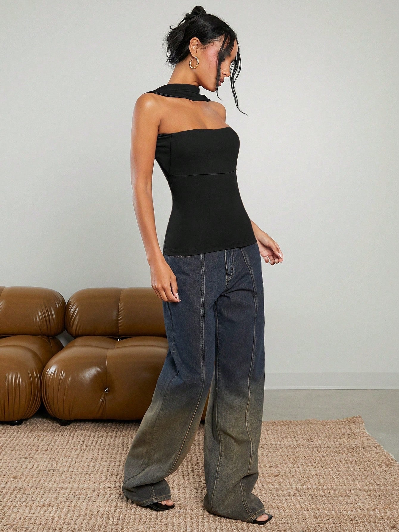 2025 Spring and Summer New Women's Tube Top Vest Unique Reverse Halter Slim Suspender Top