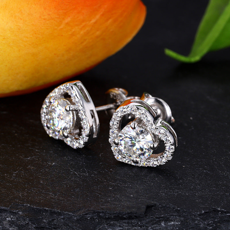 S925 sterling silver D color moissanite earrings