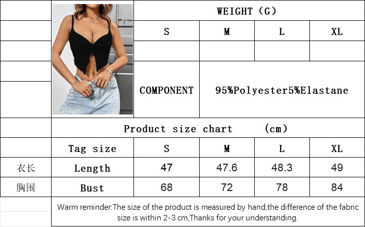 2025 women's clothing hot style sexy hot girl design slimming slit slimming camisole top