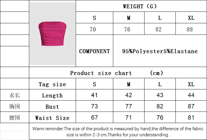 Hot 2025 cross-border sexy hot girl design pleated slim vest tube top