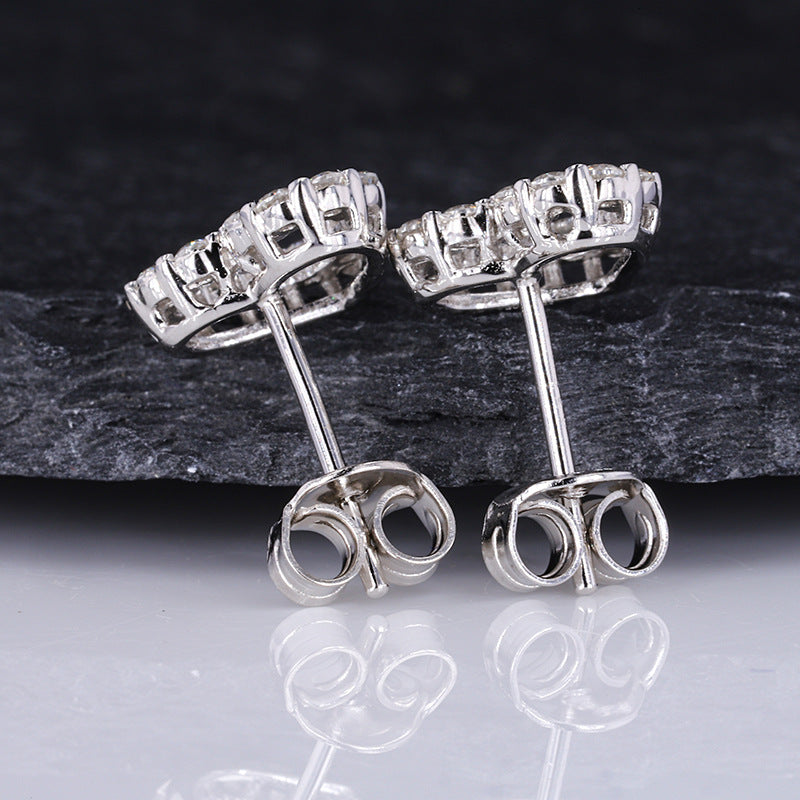 S925 silver moissanite heart earrings for women