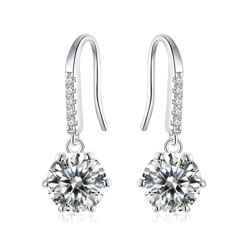 S925 sterling silver D-color moissanite earrings niche design ear hook earrings
