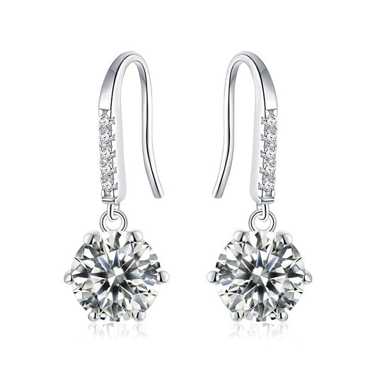 S925 sterling silver D-color moissanite earrings niche design ear hook earrings