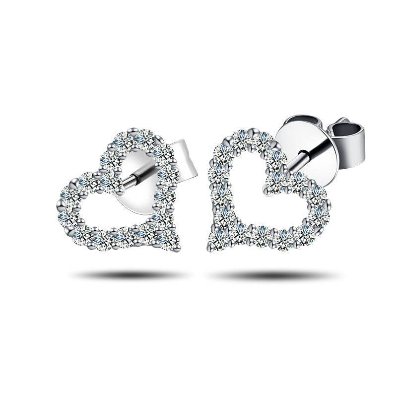 S925 silver moissanite heart earrings for women