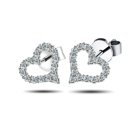 S925 silver moissanite heart earrings for women