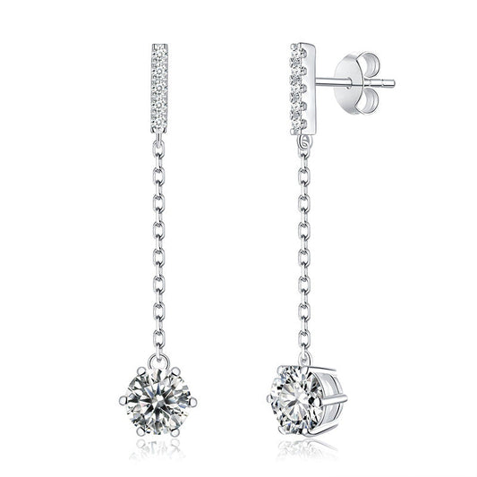 Sterling silver moissanite s925 earrings, moissanite female tassel earrings