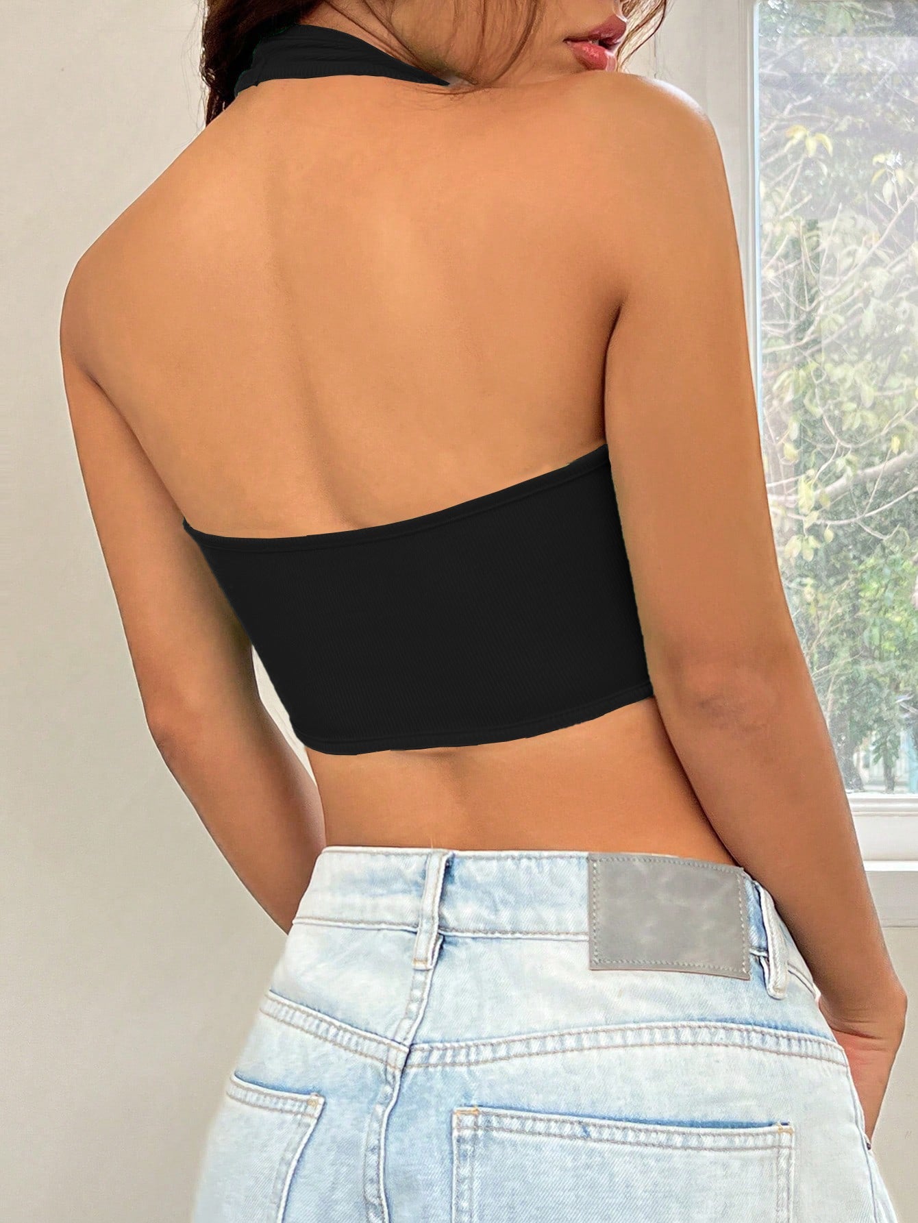 New 2025 women's sexy hot girl fashion halter neck irregular hem vest