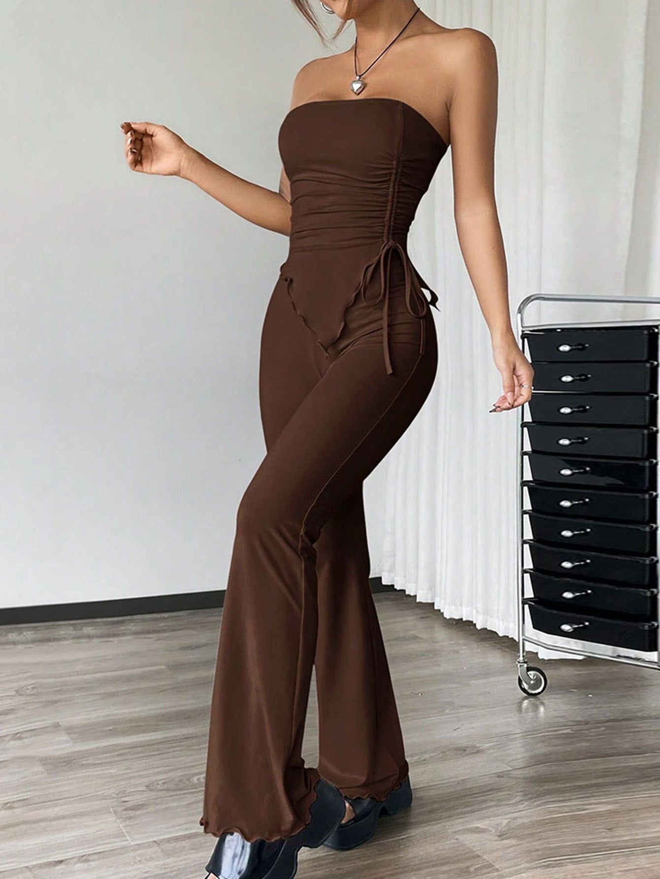 2025 Women's Sexy Street Fashion Set Spring and Summer New Tube Top Trousers Two-piece Set