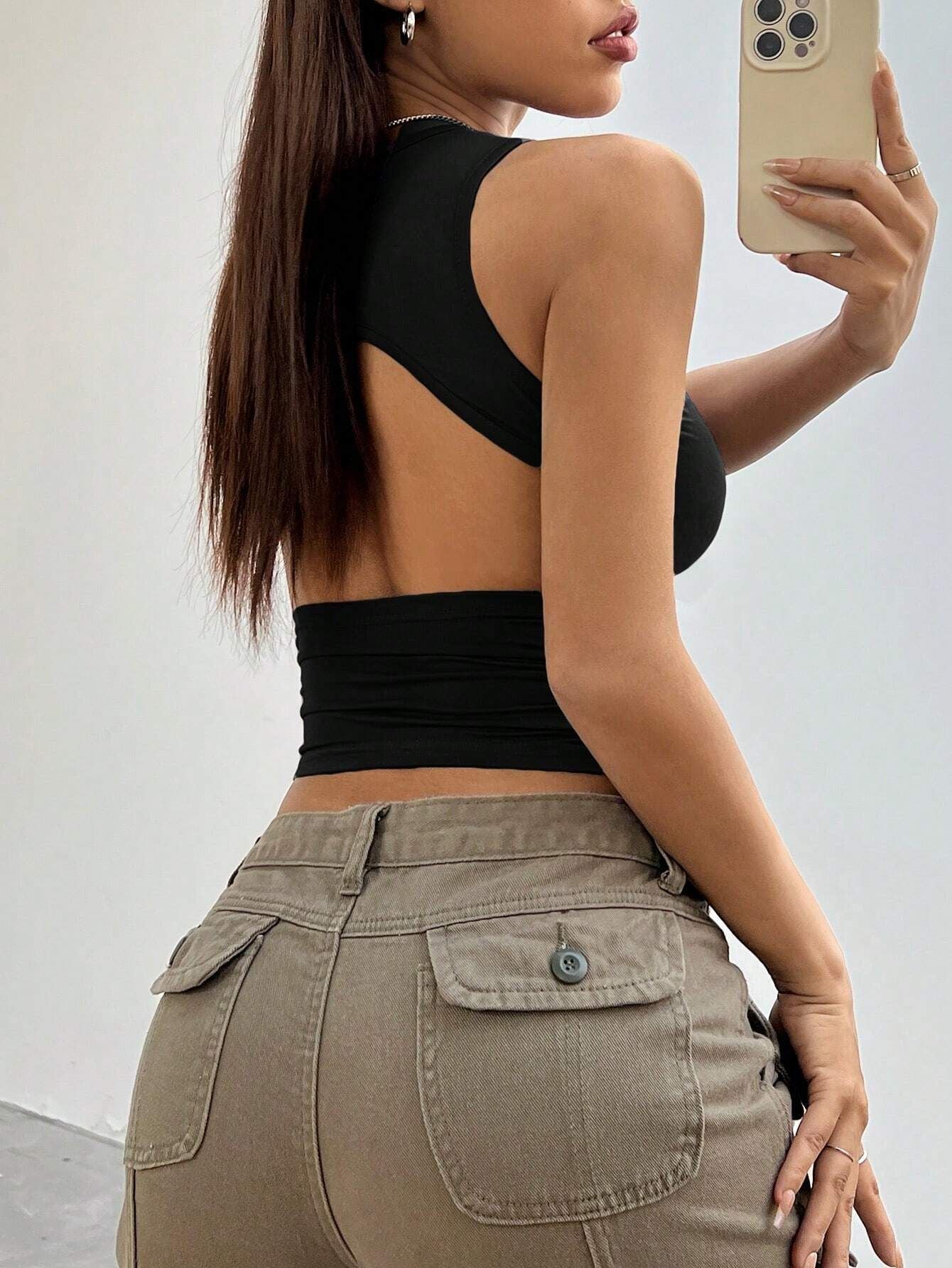 2025 Spring and Summer Solid Color Tight Short Sleeveless Vest Top