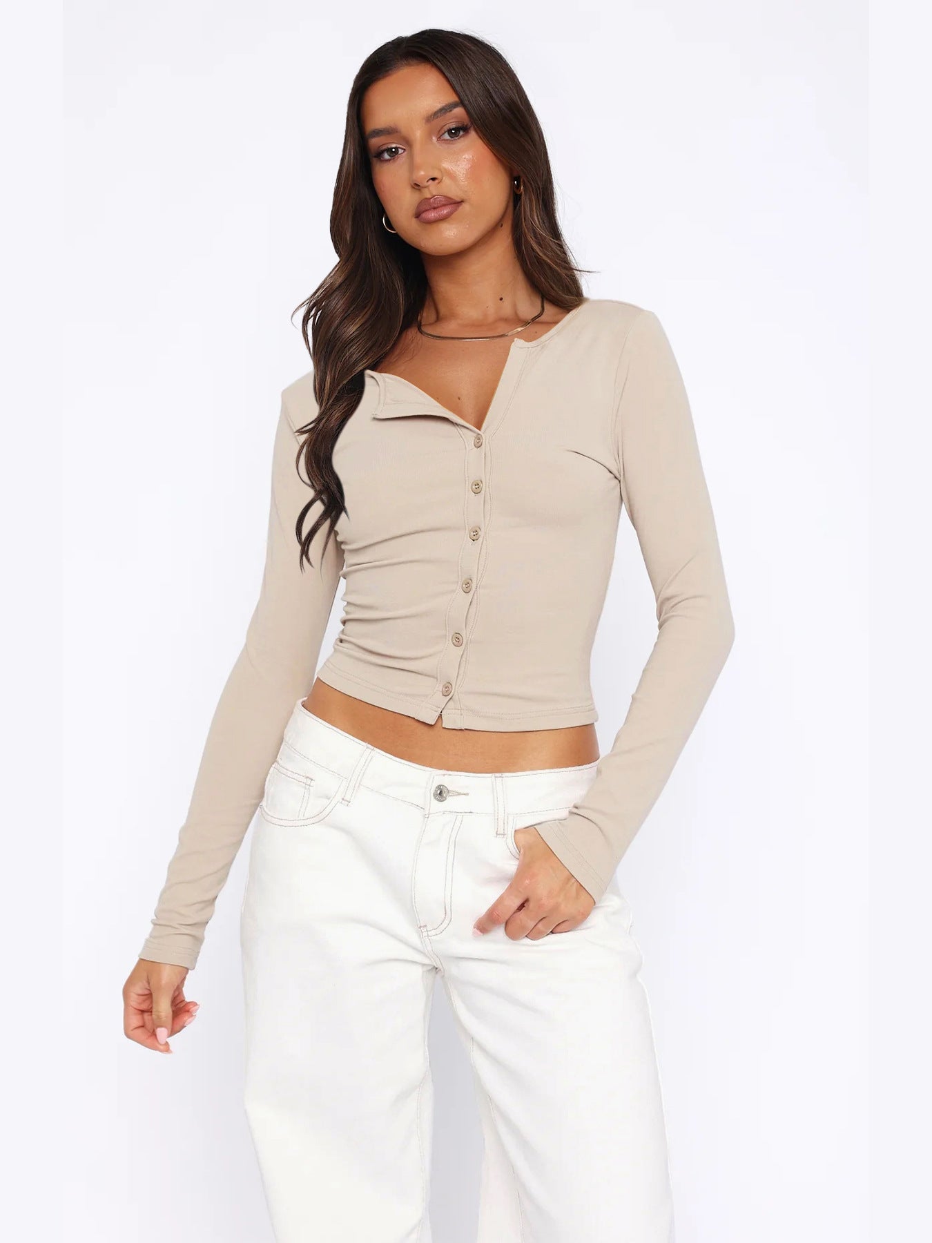 Hottie women's tops summer high-end button knitted cardigan shoulder slim T-shirt