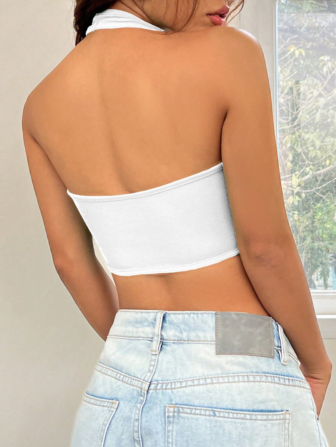 New 2025 women's sexy hot girl fashion halter neck irregular hem vest