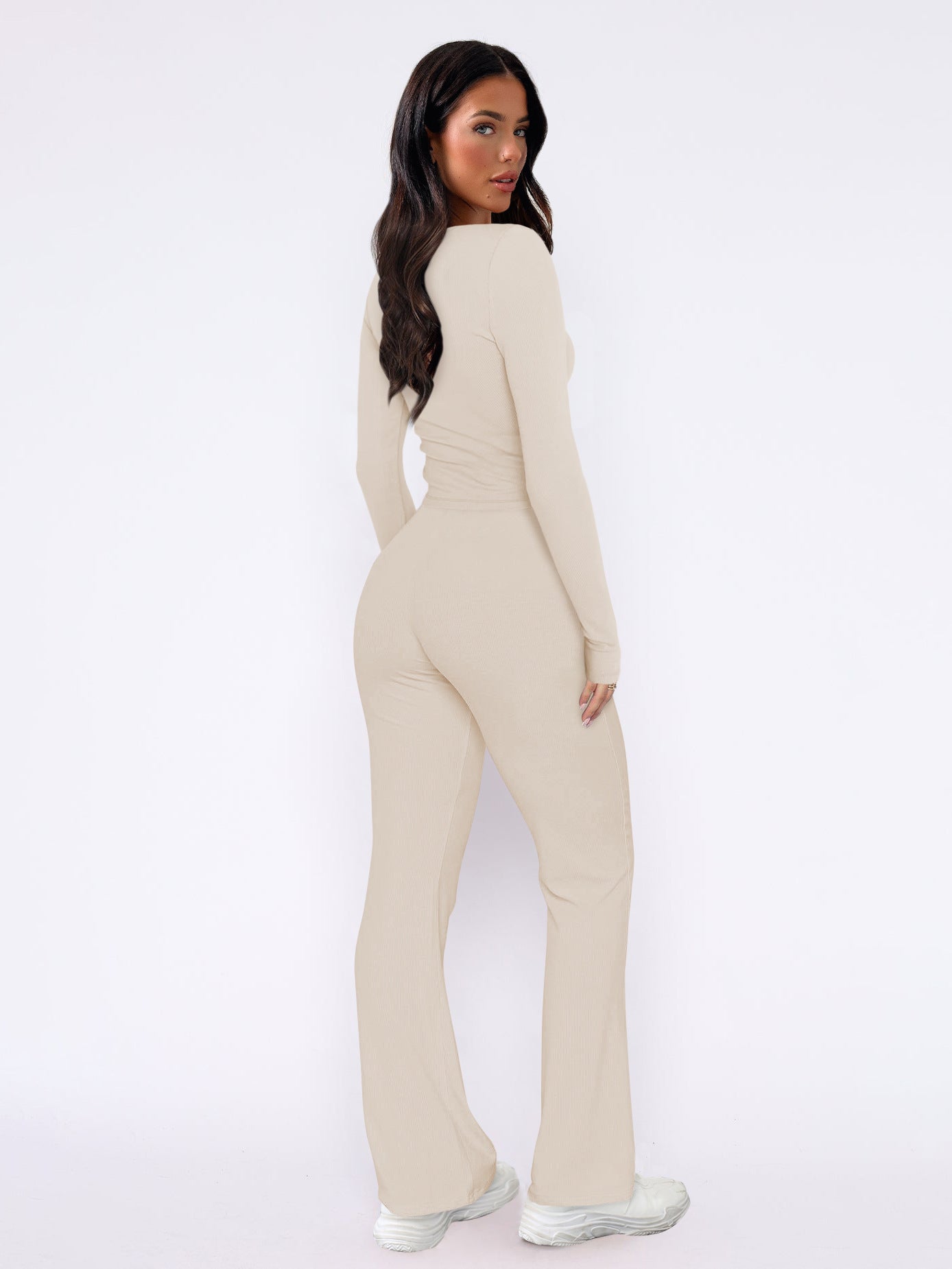 Sweet and spicy style long-sleeved top and casual pants two-piece fashion suit