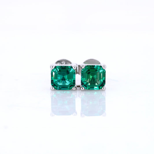80-point recycled Colombian emerald earrings, synthetic emerald S925 silver electroplated K gold emerald earrings