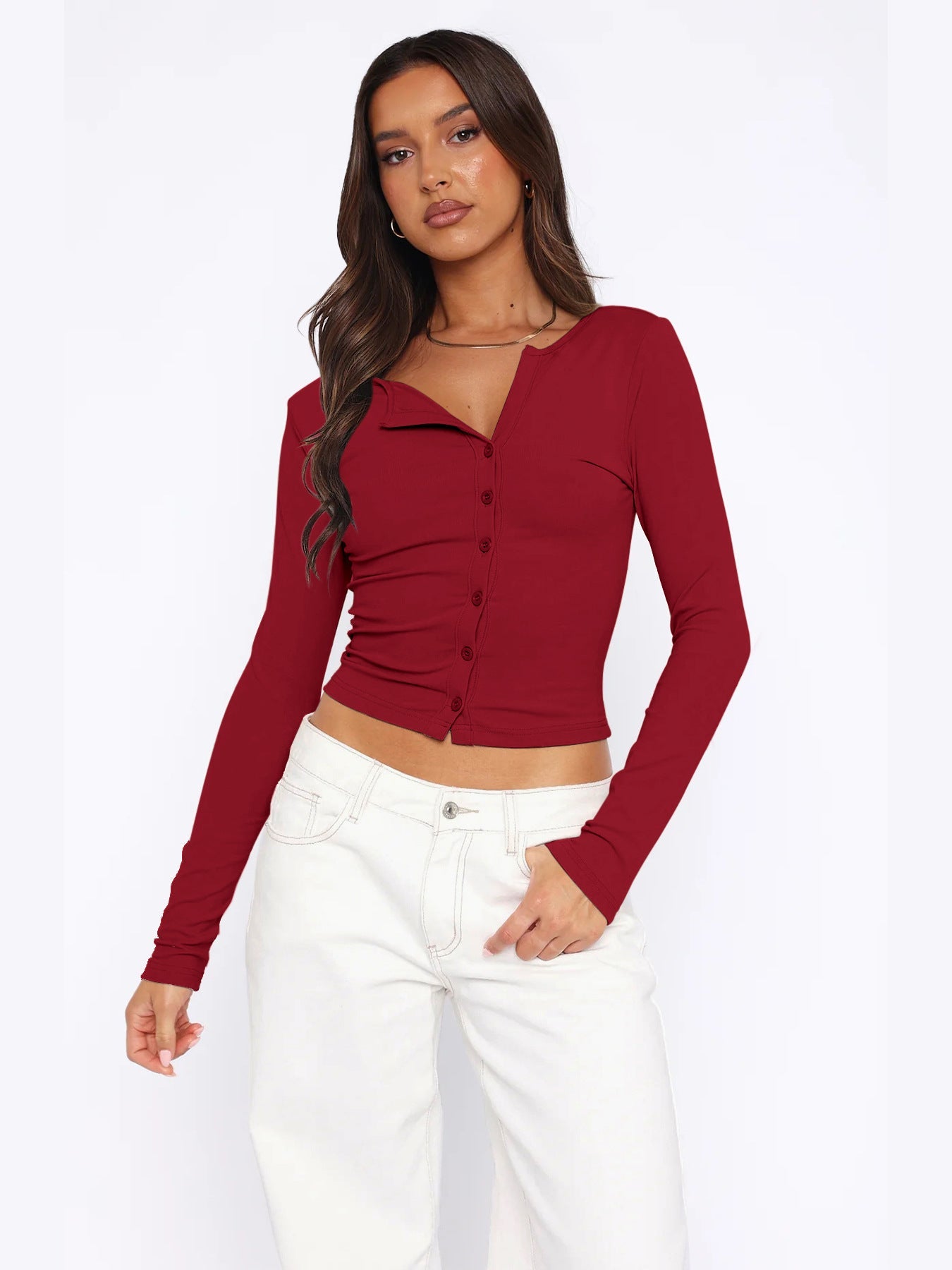 Hottie women's tops summer high-end button knitted cardigan shoulder slim T-shirt