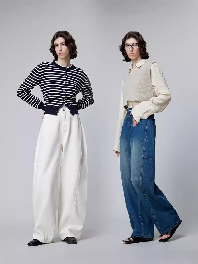 Jeans women's European and American banana pants fashionable tall and slim cocoon pants denim blue