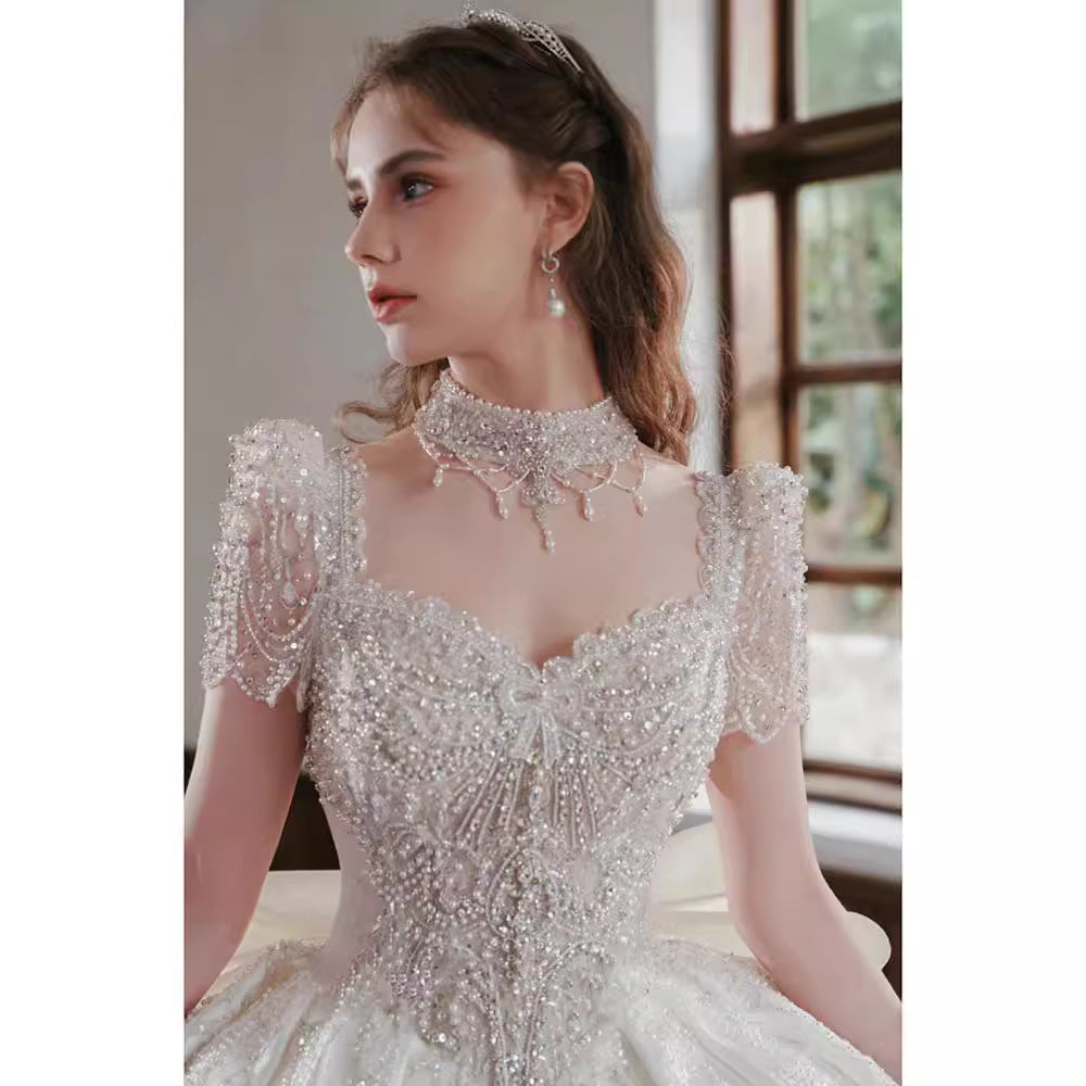 new bride wedding dress long tail