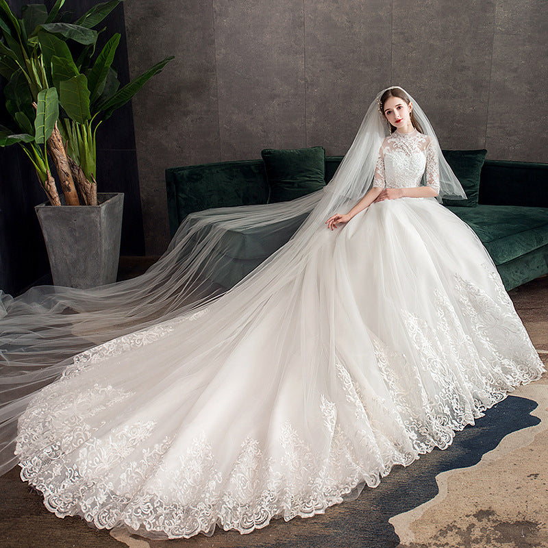 Main wedding dress 2023 new bride wedding dress long tail