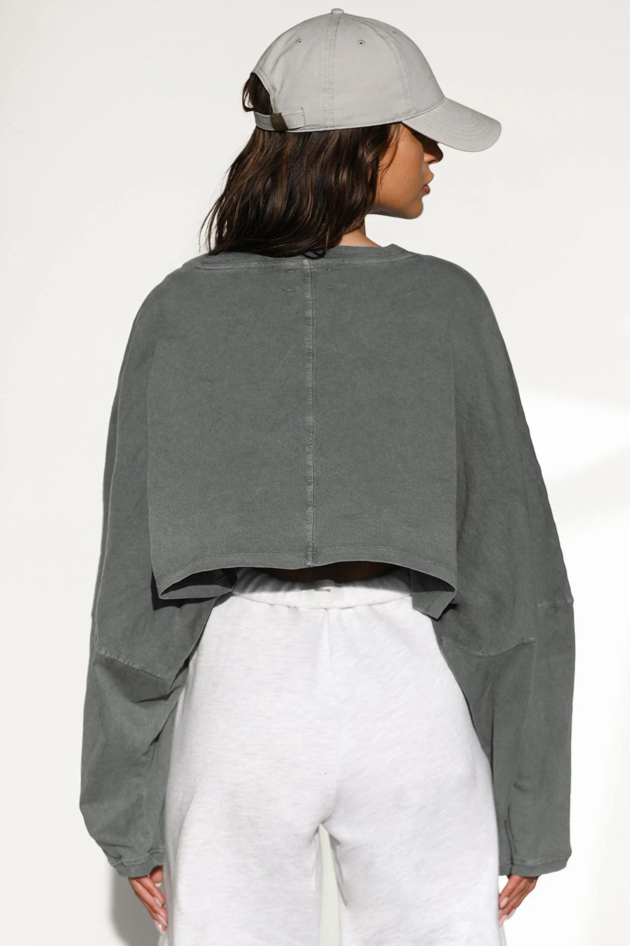 Navel-exposed round-neck sweatshirt European and American women's short sports bottoming shirt T-shirt sweater long-sleeved top
