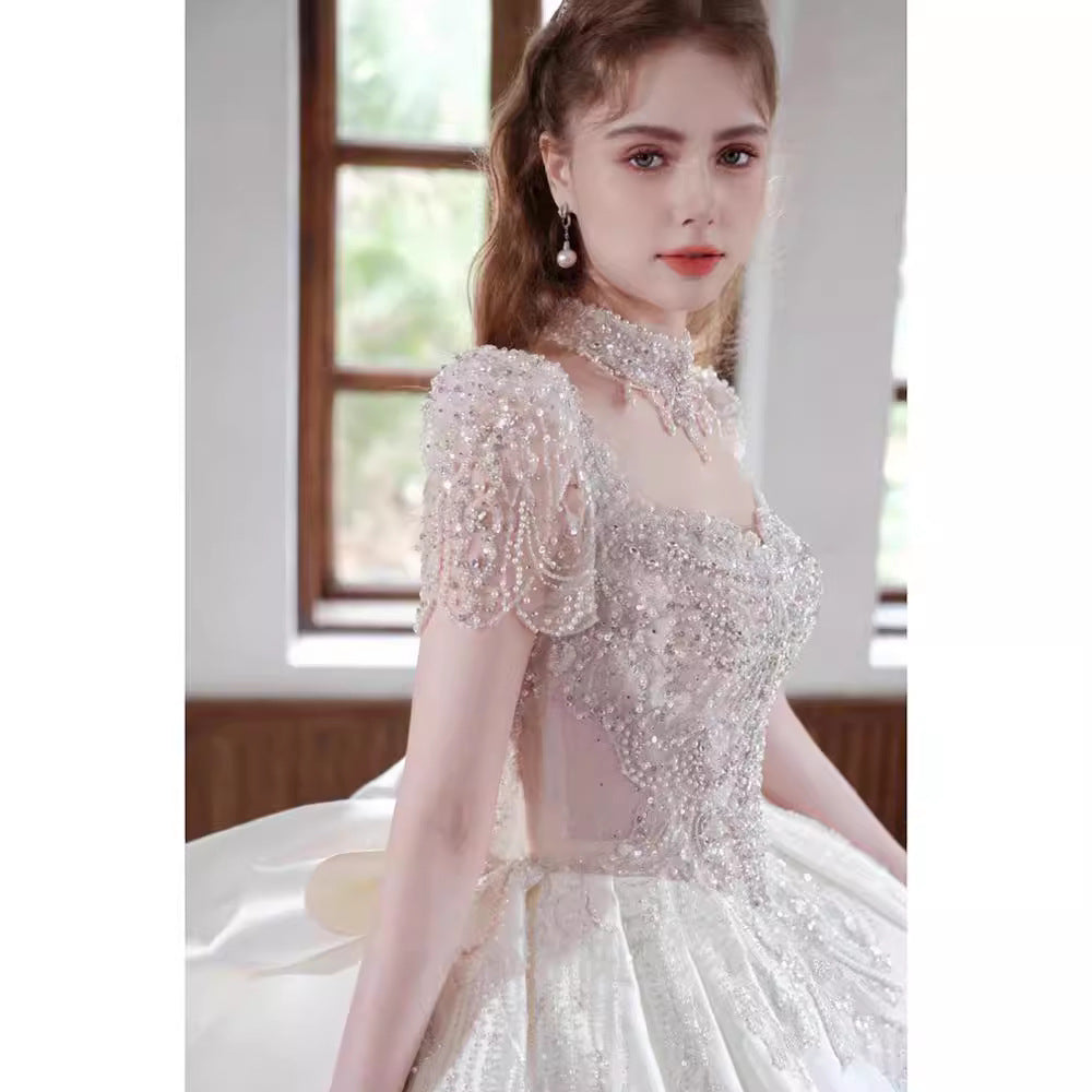 new bride wedding dress long tail