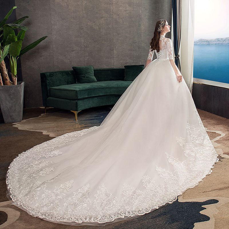 Main wedding dress 2023 new bride wedding dress long tail