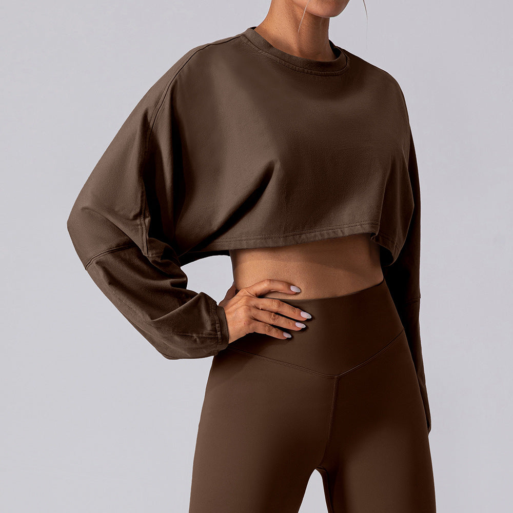Round neck sweatshirt T-shirt sports short bottoming shirt yoga running loose long sleeve