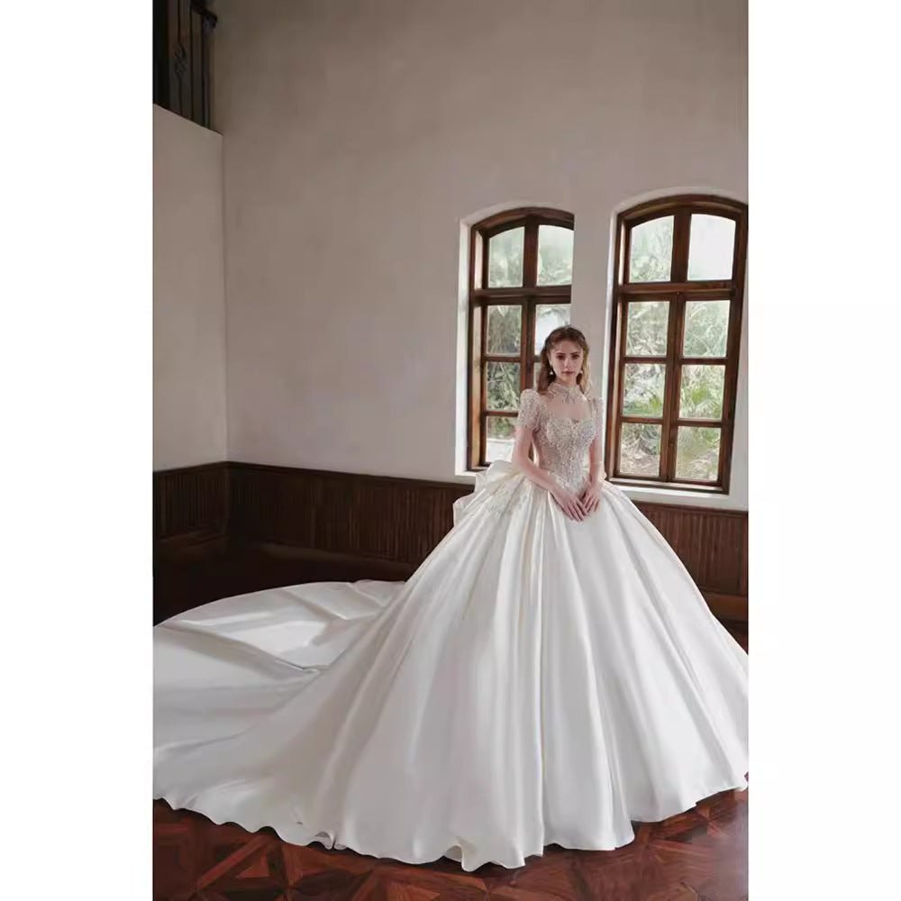 new bride wedding dress long tail