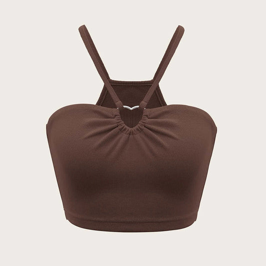 2025 new slim-fitting ultra-short heart-shaped sleeveless vest suspender versatile top
